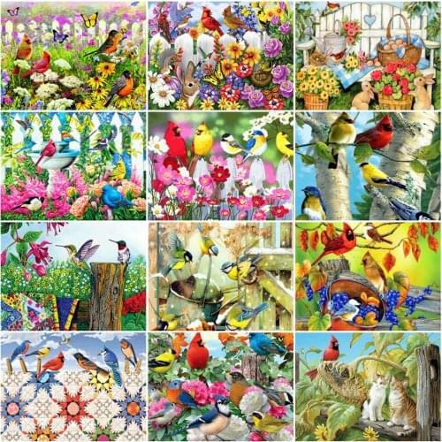 AZQSD Oil Painting By Numbers Animal Birds Unframe DIY Pictures By Numbers On Canvas Acrylic Paint Flowers Decor For Home