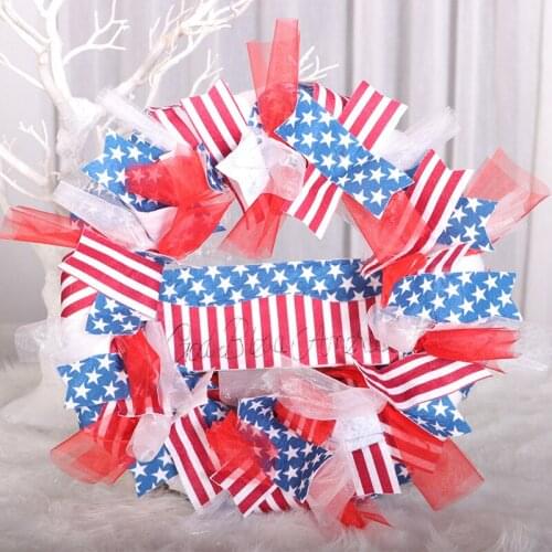 Independence Day Gnome Faceless Plush Doll with Wreath Patriotic Veterans Day Family Door and Window Ornaments Decorative Sign