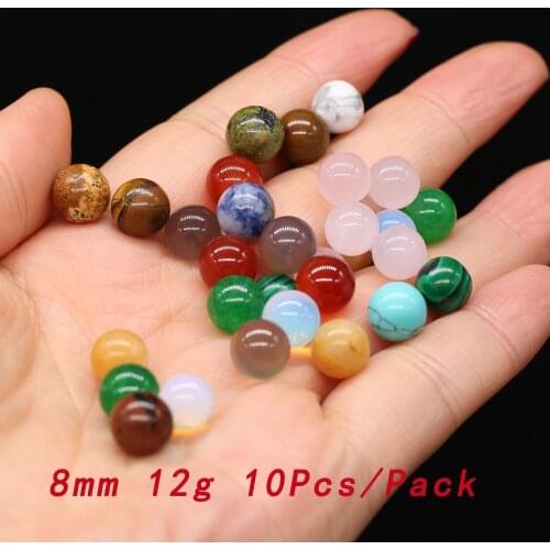 10pcs/lot Natural Stone Bead Amethysts Opal Loose Spacer No Hole Crystal Bead for Jewelry Making DIY Necklace Bracelet 8mm