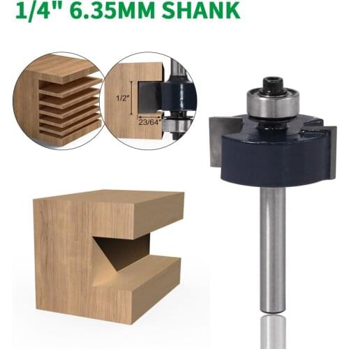 1PC 1/4" 6.35MM Shank Milling Cutter Wood Carving T-Slot Milling Cutter T Type Bearing Rabbeting Bit Woodworking Tool Router Bit