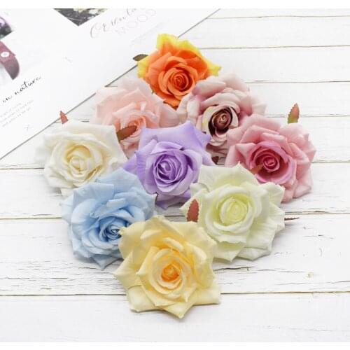 2/5 Pcs Artificial flowers Silk roses heads For home wedding arch decorative flowers wall christmas decorations DIY scrapbooking