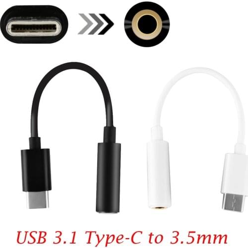 Type-C to 3.5mm Earphone cable Adapter usb 3.1 Type C USB-C male to 3.5 AUX audio female Jack for Xiaomi Samsung letv oneplus
