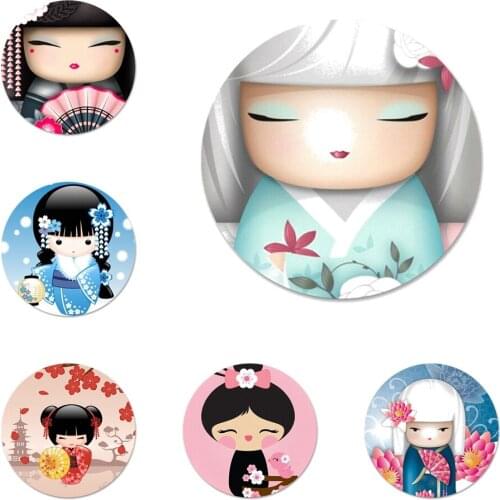 Kawaii Japanese Kokeshi doll Badge Brooch Pin Accessories For Clothes Backpack Decoration gift