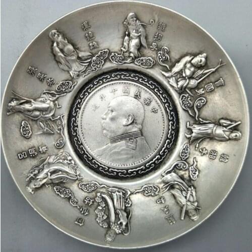 China White copper Eight Immortals small Dish crafts statue