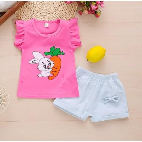 Baby girls clothes sets summer infant cotton cartoon tops+shorts 2pcs tracksuits for toddler girl children casual sports suits
