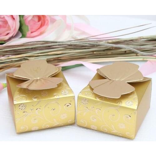25pcs Butterfly And Flower Wedding Favors Box Candy Box White And Golden Gift Box Chocolate Box For Wedding And Party Supplies