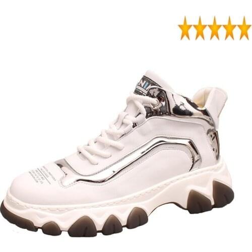 Autumn Mens High Top Personality Fashion Design Height Increasing Patchwork Platform Casual Shoes Men Basketball Sneakers