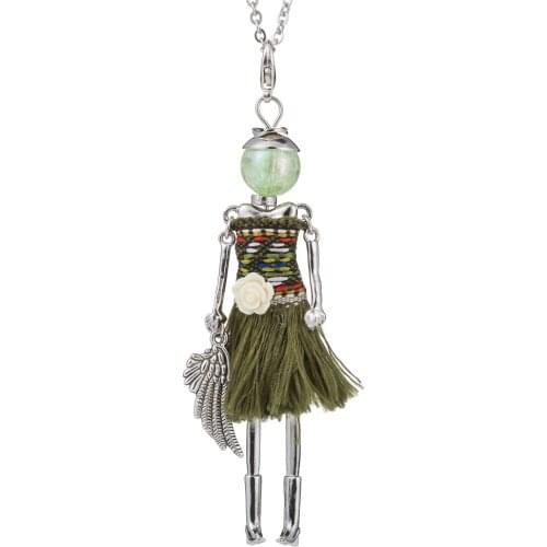 Long Chains Doll Necklace Big choker Crystal 2017 Lovely Dress Charm Pendant Jewelry Women Statement Doll Necklace Fashion