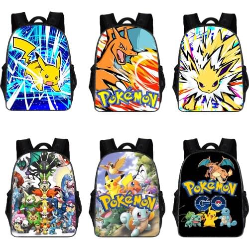 18 style Pokemon Cute Pikachu Backpack School Bag for Boys Large Capacity Anime Cartoon Schoolbag Children Backpack Boy gift