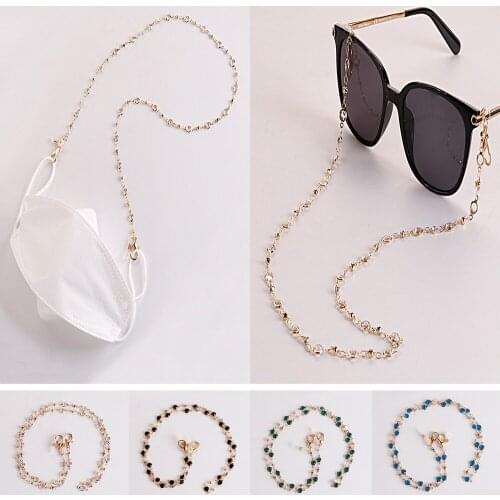 Fashion Rhinestone Sunglasses Chain Women Anti-lost Glasses Silicone Anti-skid Ring Rope Mask Hanging Chain Eyewear Accessories