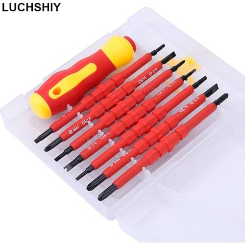 8/25 IN 1 Insulated Screwdriver Set Multi-purpose Magnetic Electrican Dual Head Hand Scerwdriver Bits Torx Hex Repair Tools Kit