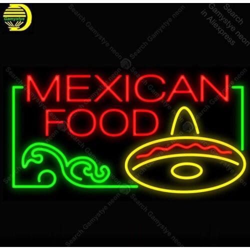 Mexican Food Sombrero NEON LIGHT SIGN Neon Sign Decorate Wall Hotel BEER PUB Pub Food Sign Display Handcraft Iconic Sign light
