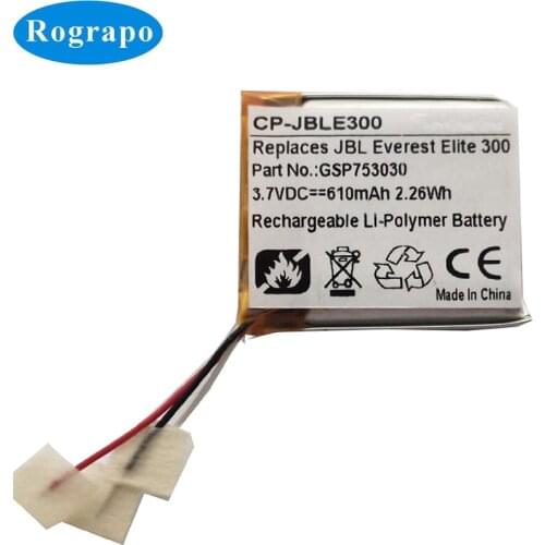 New Li-Polymer 610mAh GSP753030 Replacement Battery For JBL Everest Elite 300 E45BT DUET BT Acumulator