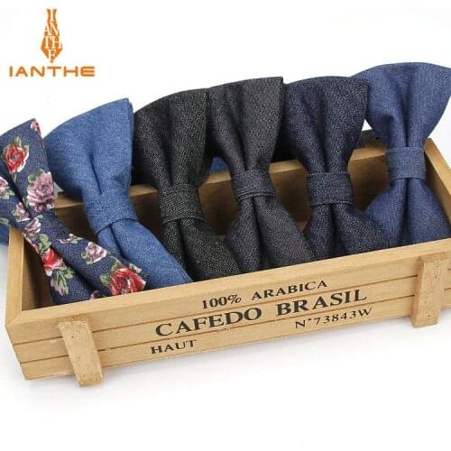 Ianthe Brand New Mens Vintage Solid Cotton Bow Tie Wedding Suit Bowtie For Man Male Neckwear Fashion Butterfly Gravatas Necktie
