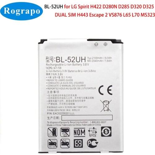 2040mAh BL-52UH Cell Mobile Phone Battery For LG Spirit H422 D280N D285 D320 D325 DUAL SIM H443 Escape 2 VS876 L65 L70 MS323