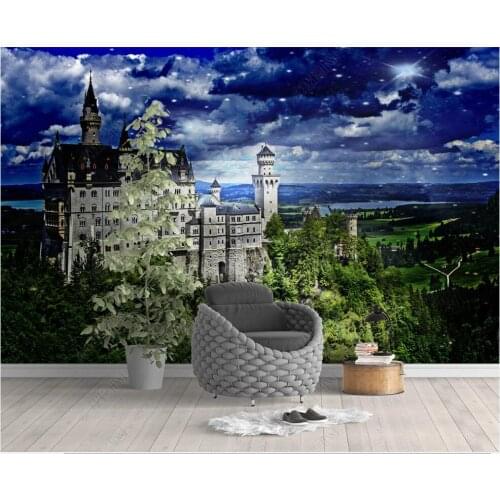 Custom photo 3d wallpaper European-style moonlight castle building living room home decor 3d wall murals wallpaper for walls 3 d