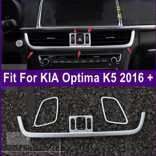 Interior Refit Front + Central Control Air Condition Vent Outlet Frame Cover Trim For KIA Optima K5 2016 - 2018 ABS Pearl Chrome