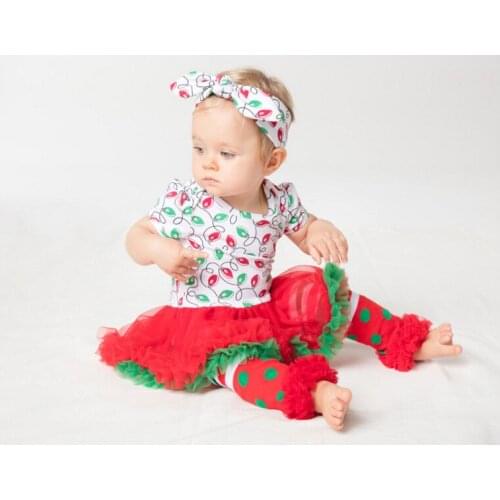 Christmas outfit Baby Girl Rompers+leg warmers+headband Clothing set Princess Jumpsuit Lace dress Xmas Party Costumes Vestido