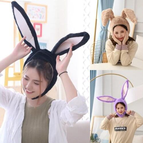 Women Men Funny Long Bunny Ears Plush Hood Hat Stuffed Toys Rabbit Cosplay Costume Headgear Easter Halloween Party Favors