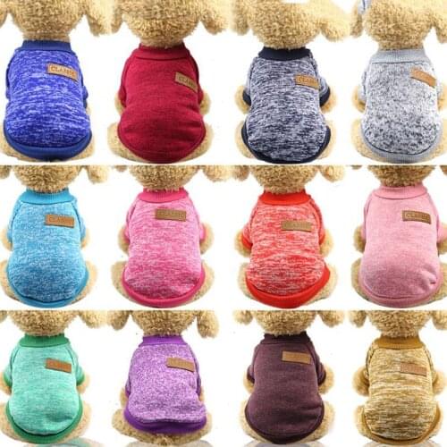 12 Colors Woolen Yarn Pet Fleeces Autumn Winter Warm Dog Sweater Classic Solid Color Small Dog Cat Puppy Clothes