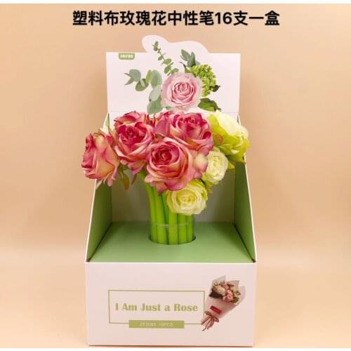 16pcs/box Korean Version Silicone Gel Plastic Rose Gel Pen Girlfriends Gift Teacher Gift Wedding Gift Party Favor Gift Wholesale