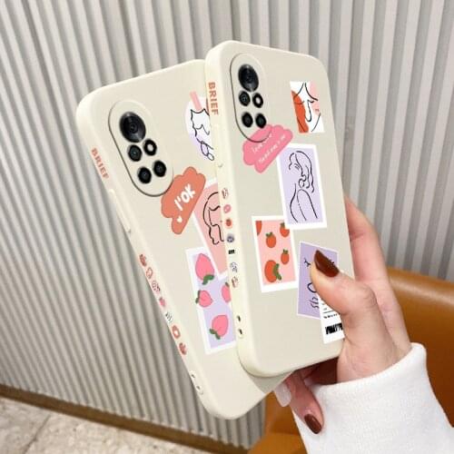 Pink Cute Girl Pattern Phone Case For Huawei Nova8 8Pro 8SE Nova 7 7Pro 7SE 6 6se 5 5Pro 5Z 5I 5Ipro 5T 4 4E Silicone Cover