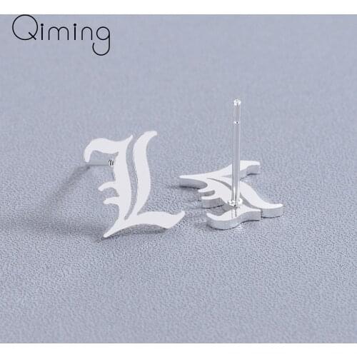 Letter L Old English fashion Earrings Ear Piercing Mother Ladies Christmas Gifts Gold Vintage Stud Earrings Women Femme