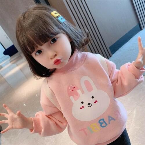 Girls' Hoodies Sweatshirts Kids Underwear 2021 Beautiful Plus Velvet Thicken Warm Winter Autumn Cotton Tops Fleece Childrens Cl