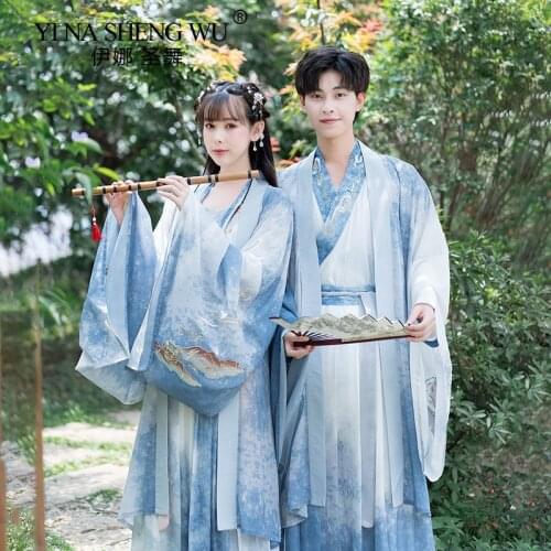 Ancient Tang Suit Men Women Chinese Dress Traditional Hanfu Tops Skirt Cardigan Originale New Embroidery Couples Cosplay Costume