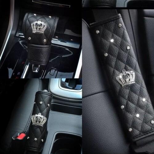 Universal Car Seat Belt Cover Crystal Diamond Hand Brake Gear Cover Auto Seat Belt Shoulder Pad For Woman Fashion Car Styling