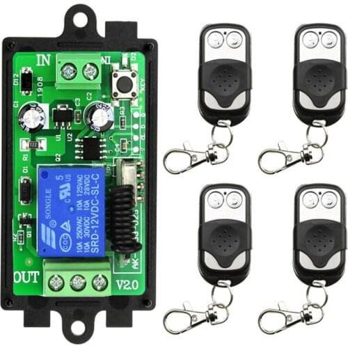 Universal Wireless Remote Control Switch DC 12V 24V 1CH Relay Receiver Module and RF Transmitter Electronic Lock Control Diy