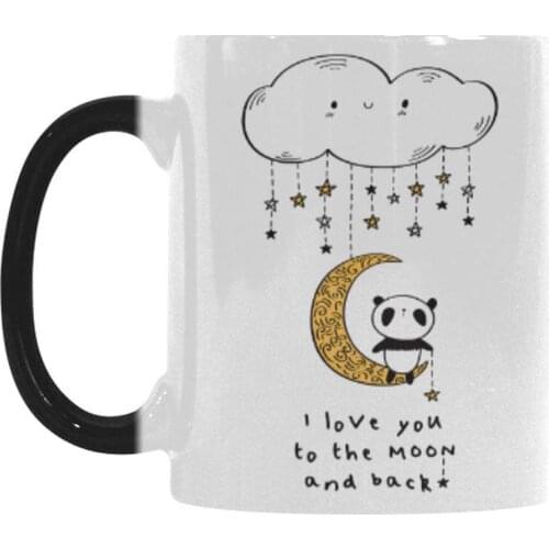 I Love You to the Moon and Back Cute Panda Mothers Day Heat Sensitive Mug Color Changing Coffee Mug, Novelty Morphing Mug Trave