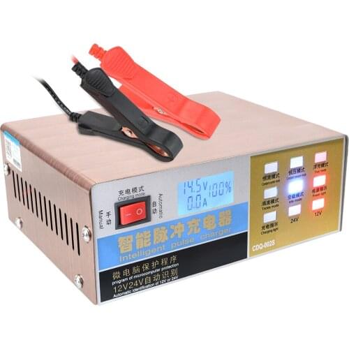 110V/220V Full Automatic Car Battery Charger Intelligent Pulse Repair Battery Charger Digital LCD Display US/EU Plug
