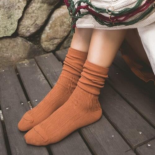 Womens Socks New Fashion Japanese Style Solid Color Cotton Socks Middle Tube Casual Socks Harajuku Style Breathable Socks Women