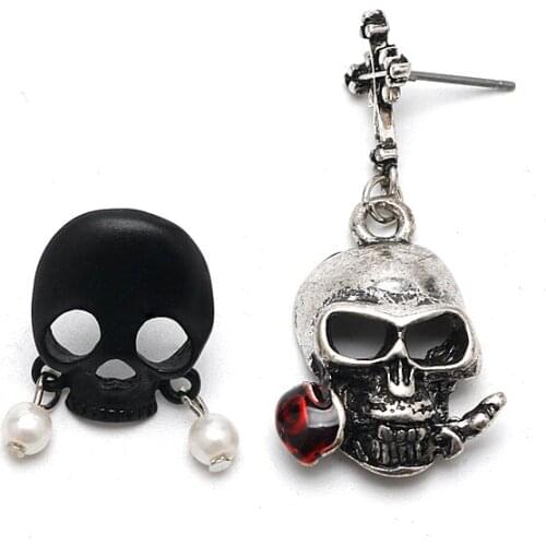 Earrings for Women Girls Drop Dangle Charm Gift Party Simple Punk Cool Halloween Skull Cross Horror Skeleton Death Spider