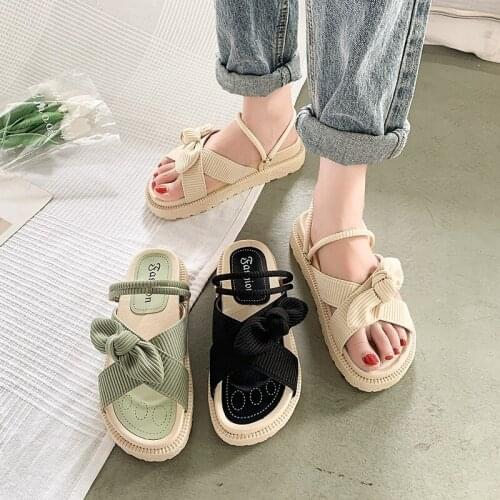 Outdoor Slippers Womens 2021summer New Thick Bottom Internet Celebrity Two-Strap Sandals Womens Beach Shoes