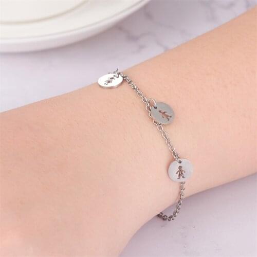 WAWFROK Mothers Day bracelets Daughter Son bracelet For Women Stainless Steel Charm Love Heart pulseras mujer femme Jewelry