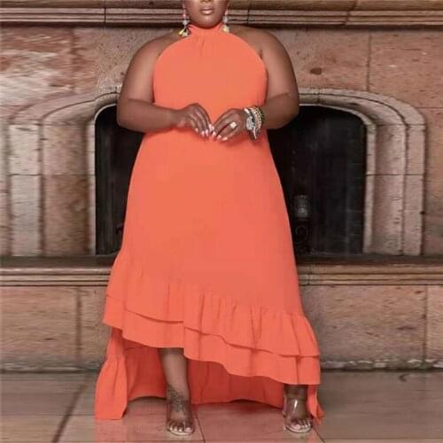 Sexy Halter Off The Shoulder Long Dress Women Ruffles Irregular Elegant Plus Size XL~5XL Bohemian Dresses Longue Femme Outfits