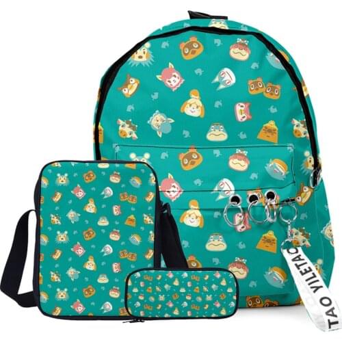 Animal Crossing Teenager Women Men Backpack 3pcs/Set Cartoon Anime Children Boys Girls Cute Kawaii Oxford Waterproof Schoolbag