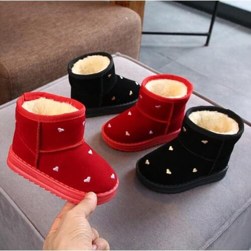 4-7 years Girls Boots Winter Children Cotton Boot Warm Plush Snow Boot Slip-on Kids Boots Comfortable Soft Children Toddle Shoes