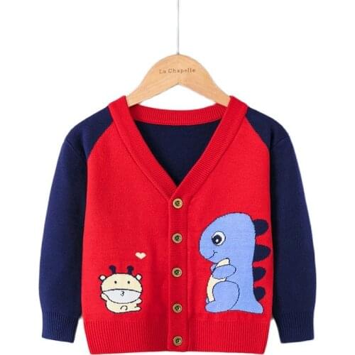 Winter New Baby Boys Sweater Baby Dinosaur Sweater Knitted Cardigan Coat Children Autumn Clothing Boy Sweaters Kids Outerwear