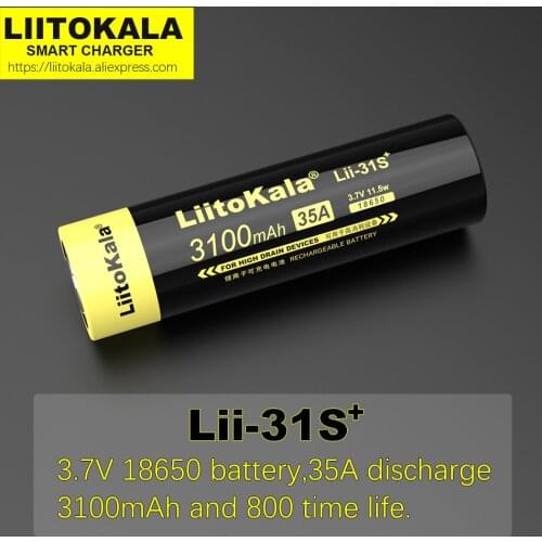 1-20PCS LiitoKala Lii-31S 18650 Battery 3.7V Li-ion 3100mA 35A Power battery For high drain devices