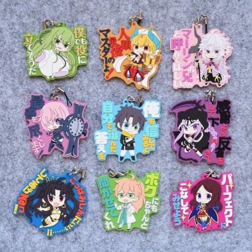 1pcs Anime Keychain Fate FGO Words Apocrypha Resin Rubber Keychain Keyring Pendant