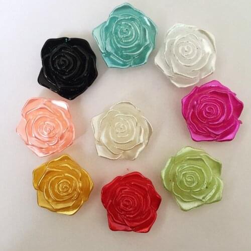10PCS 18mm Half plastic Pearl Bead flower rose Scrapbook Craft Flatback wedding decoration B00