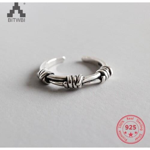 100% 925 Sterling Silver Jewelry Thai Silver Knots Open Rings for Women Bijoux Nice Gifts