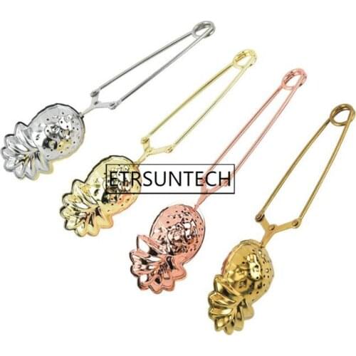 100pcs Stainless Steel Tea Ball Infuser Filter Pineapple Shape Tea Strainer Metal Long Handle Teaware