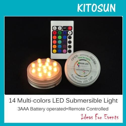 12pcs/lot 14 Led Super Bright Remote Controlled Submersible Led Light Wedding Centerpiece Under Vase LED Light Base