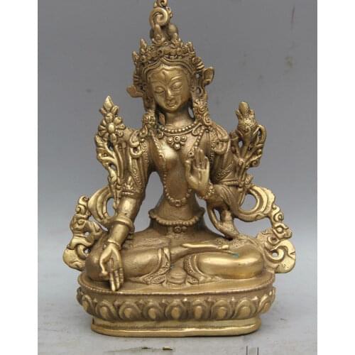 15 cm * / Tibet Brass Gilt Tara Spirit Of Compassion Goddess Buddha Statue