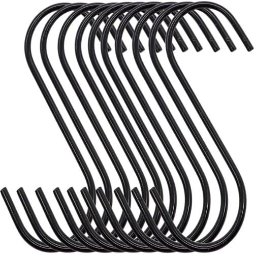 20 Pack Heavy Duty S Hooks Black Steel S Shaped Hooks for Hanging Pans Pots Plants Bags Towels Kitchen Hooks Hanger
