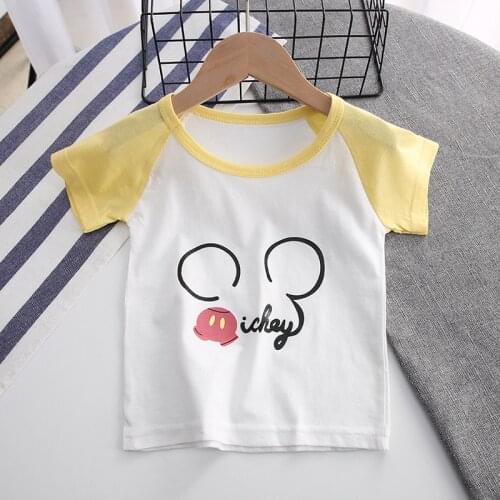 2021 Summer Fashion Unisex T-shirt Children Boys Short Sleeves Cartoon Disney Tees Baby Kids Cotton Tops For Girls Clothes